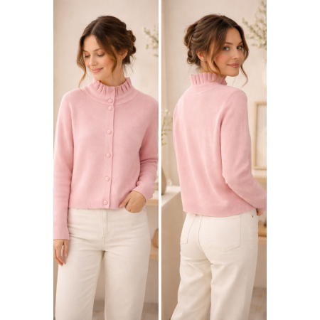 GILET CARDIGAN CAPRI ROSE
