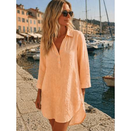 Chemise tunique100% Lin naturel Vegan,  divers coloris - Matière noble