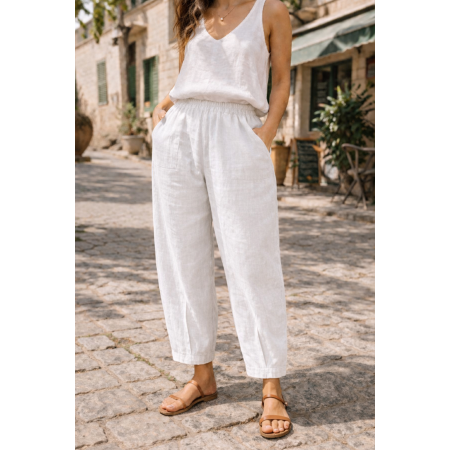 PANTALON LARGE 100% LIN...