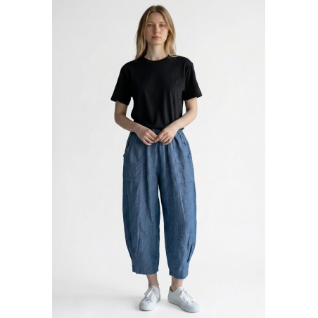 Pantalon court large 100% lin Végan femme, divers coloris - Matière noble