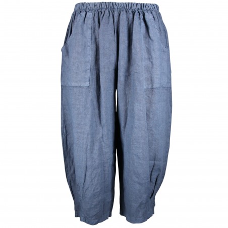 Pantalon court large 100% lin Végan femme, divers coloris - Matière noble