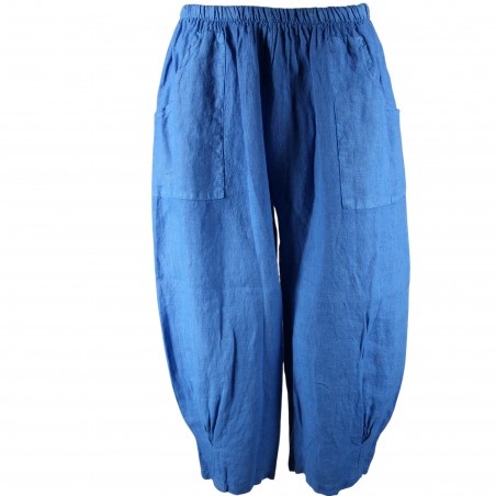 Pantalon court large 100% lin Végan femme, divers coloris - Matière noble