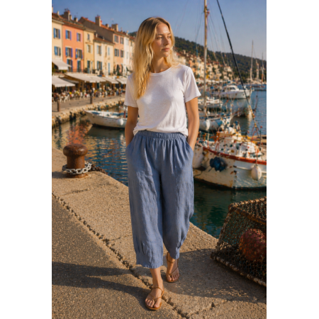 PANTALON LARGE 100% LIN...