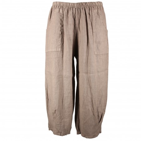 Pantalon court large 100% lin Végan femme, divers coloris - Matière noble