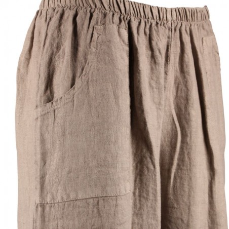 Pantalon court large 100% lin Végan femme, divers coloris - Matière noble