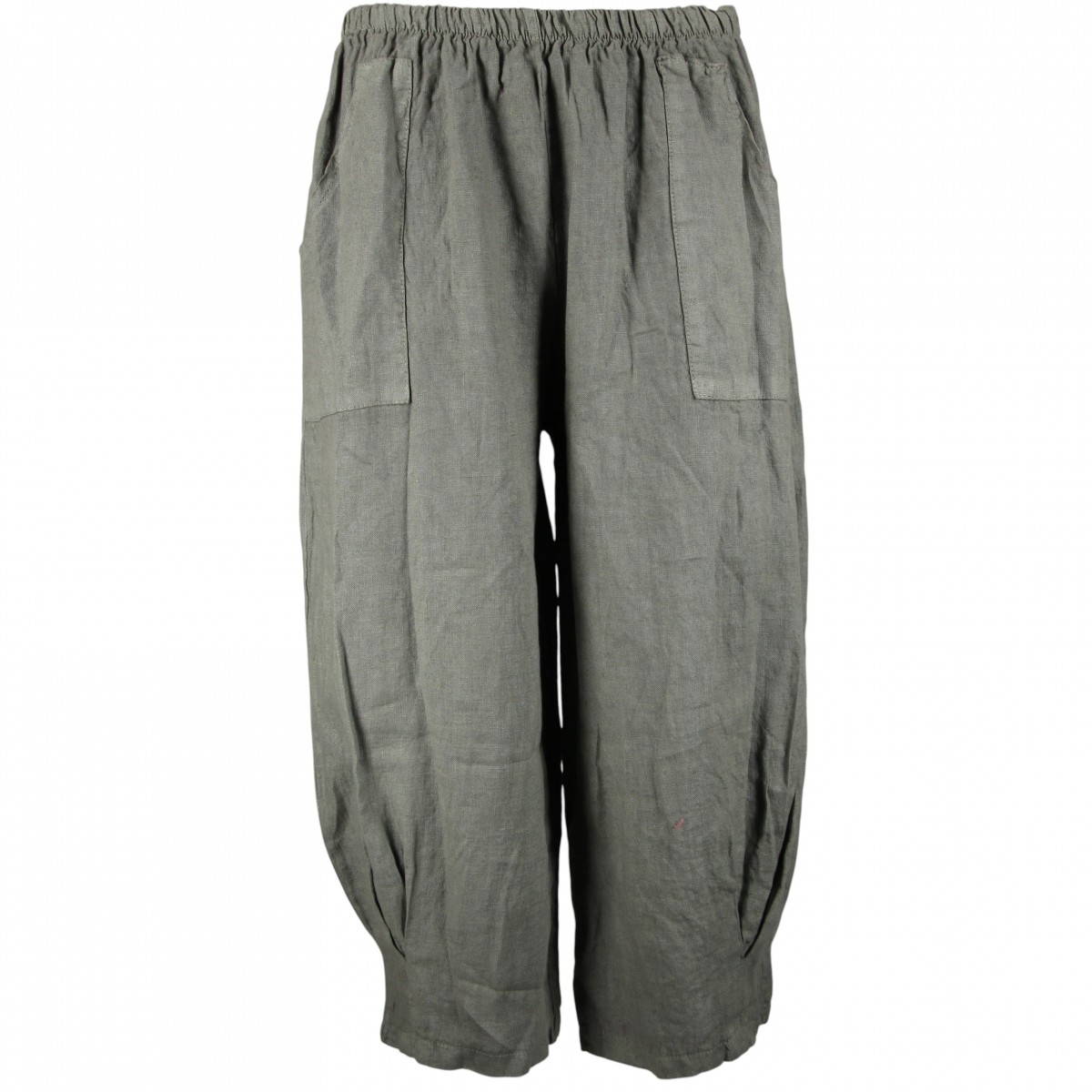 Pantalon court large 100% lin Végan femme kaki - Matière noble