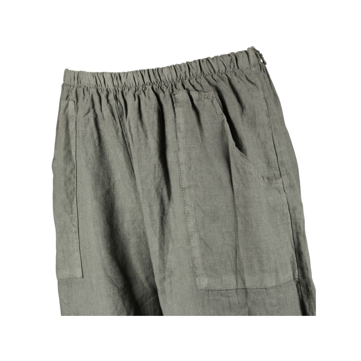 Pantalon court large 100% lin Végan femme kaki - Matière noble