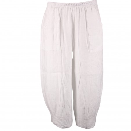 Pantalon court large 100% lin Végan femme, divers coloris - Matière noble
