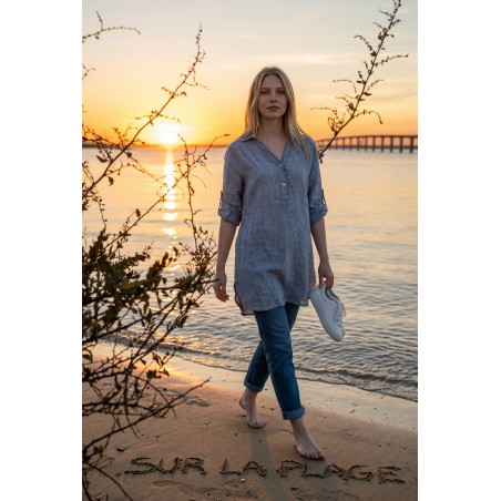 Chemise tunique100% Lin naturel Vegan,  divers coloris - Matière noble