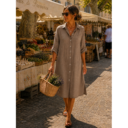 ROBE CHEMISE 100% LIN VEGAN...