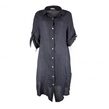 Robe chemise midi lin Vegan , divers coloris - Matière noble