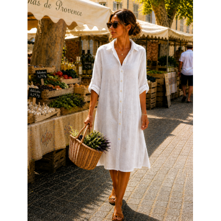 ROBE CHEMISE 100% LIN VEGAN...