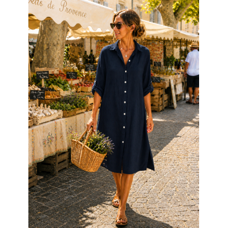 ROBE CHEMISE 100% LIN VEGAN...