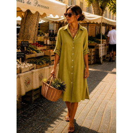 ROBE CHEMISE 100% LIN VEGAN...