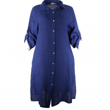 Robe chemise midi 100% lin Vegan, divers coloris - Matière noble