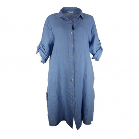 Robe chemise midi 100% lin Vegan, divers coloris - Matière noble