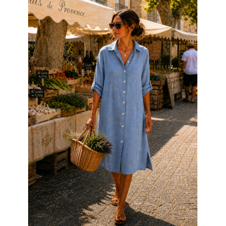 ROBE CHEMISE 100% LIN VEGAN...