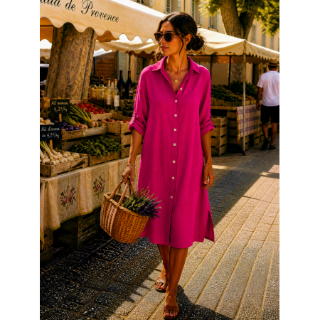 ROBE CHEMISE 100% LIN VEGAN...