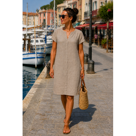 Robe lin manches courtes 100% lin Vegan - Matière noble