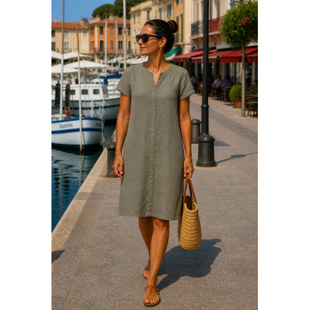 Robe lin manches courtes 100% lin Vegan - Matière noble