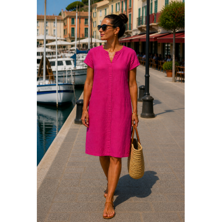 Robe lin manches courtes 100% lin Vegan - Matière noble