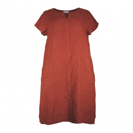 Robe 100% lin, manches courtes, divers coloris - Matière noble