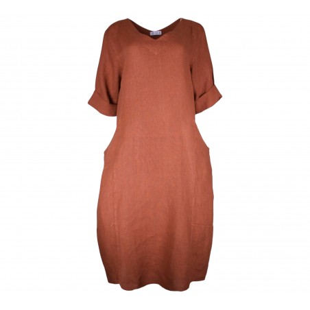 Robe 100% lin fuchsia - Matière noble