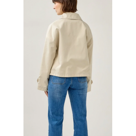 Veste trench courte réversible beige/ marine - Matière noble