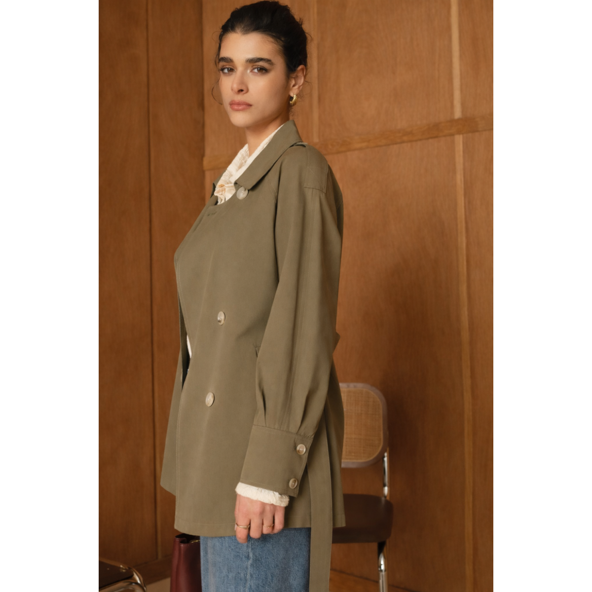 Trench Tencel kaki - Matière noble