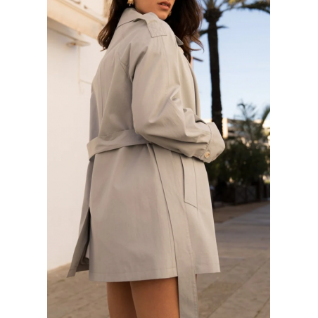 Trench Tencel bleu gris- Matière noble