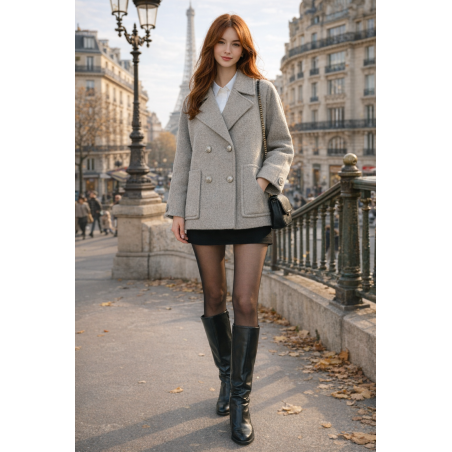 Manteau caban 70% laine femme - Matière noble