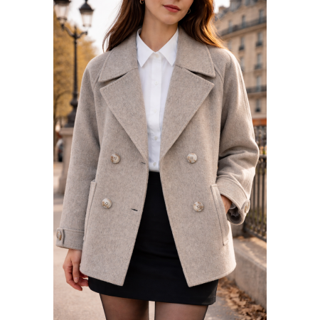 MANTEAU COURT LAINE BEIGE...