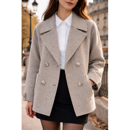 Manteau caban 70% laine femme - Matière noble