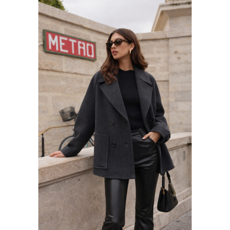 MANTEAU COURT LAINE ANTHRACITE