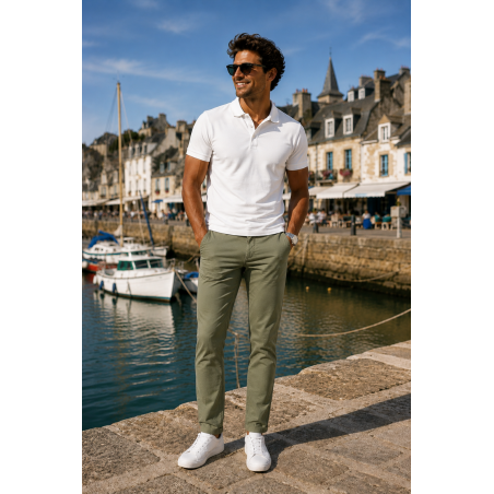 Chino Homme Kaki Coupe Ajustée | Matière Noble