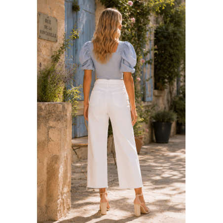 Jean CROPPED stretch femme Nina Carter blanc ivoire - Matière noble 29,90€