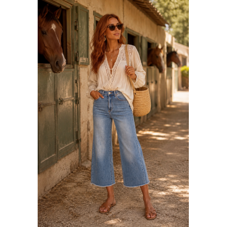 Jean CROPPED stretch femme Nina Carter - Matière noble 29,90€