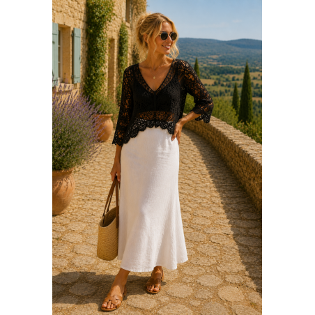 Jupe longue 100% lin blanche - Matière noble 34.90€