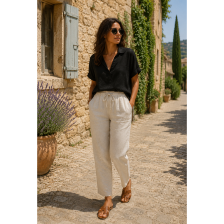 PANTALON 100% LIN NATUREL...