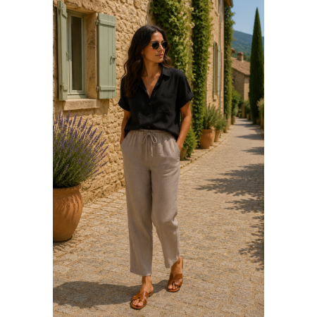 PANTALON 100% LIN NATUREL...