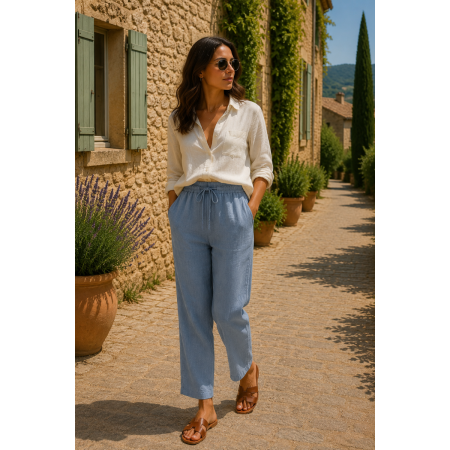 PANTALON 100% LIN NATUREL...