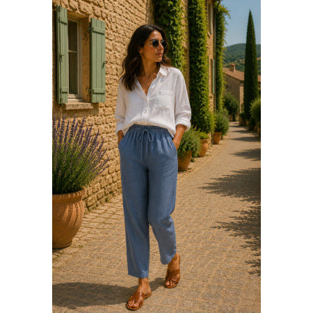 PANTALON 100% LIN NATUREL...