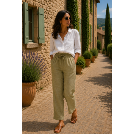 PANTALON 100% LIN NATUREL...