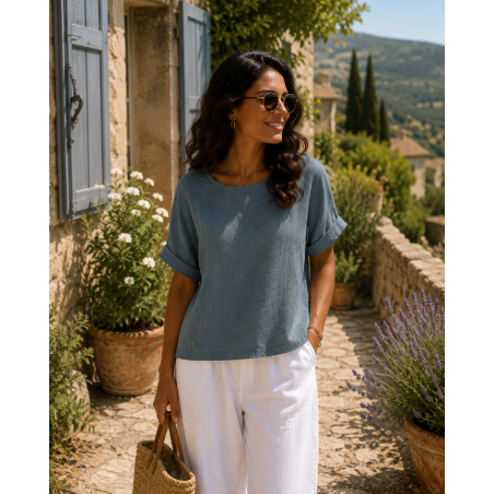 Joli Haut 100 % Lin naturel Vegan, divers coloris - Matière noble