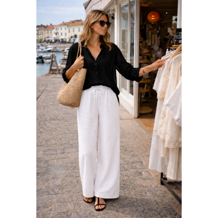 PANTALON LARGE 100% LIN...