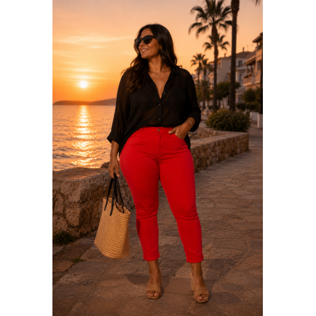 Pantalon grande taille rouge Nina Carter femme - Matière noble 29,90€