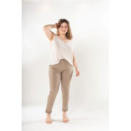 Pantalon stretch beige Nina Carter femme - Matière noble 29,90€