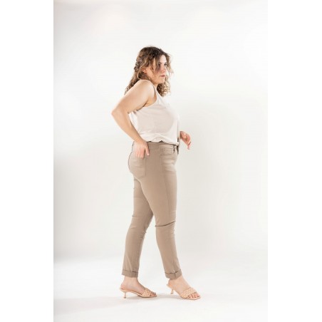 Pantalon stretch beige Nina Carter femme - Matière noble 29,90€