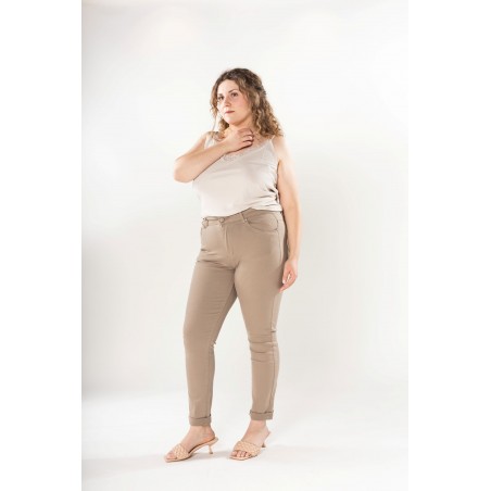 Pantalon stretch beige Nina Carter femme - Matière noble 29,90€