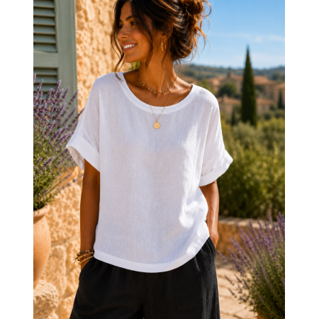 HAUT 100% LIN NATUREL ET...
